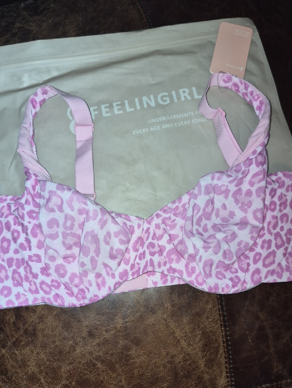 Feelingirl Pink Leopard Bra Nwt 34 C